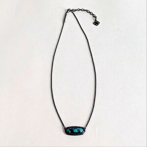 Kendra Scott Annika Short Black Gunmetal Necklace Variegated Teal Magnesite